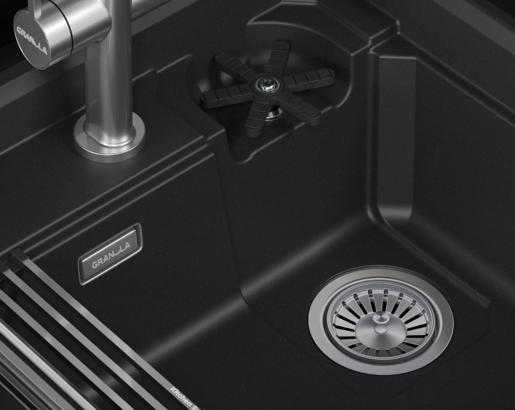 Кухонная мойка GRANULA KITCHEN SPACE RINZER кварц (5807R, ЧЕРНЫЙ) - фото 3