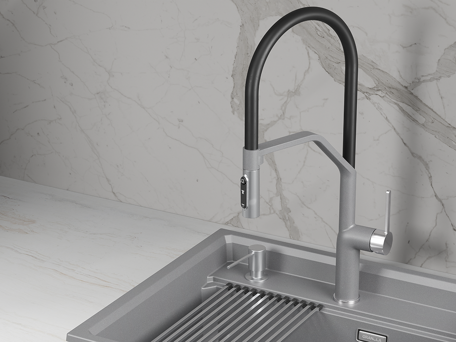 Смеситель для кухни GRANULA (9012, АЛЮМИНИУМ) - фото 2