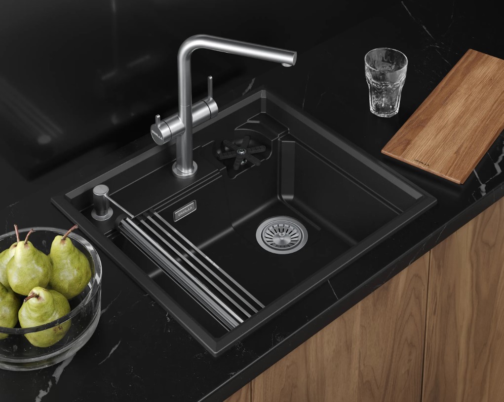 Кухонная мойка GRANULA KITCHEN SPACE RINZER кварц (5807R, ШВАРЦ) - фото 2