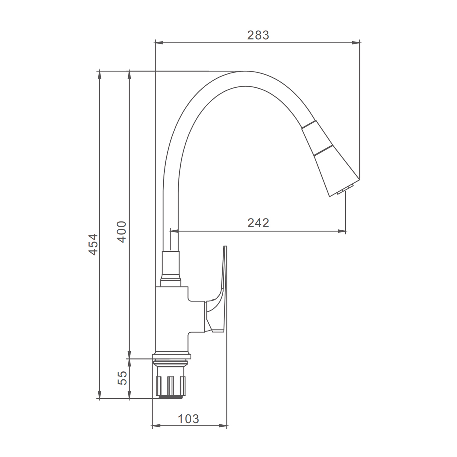 Смеситель Prohanss для кухни высокий гибкий излив, хром (P61.4406) - фото 2
