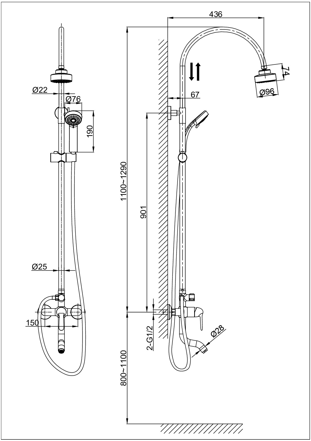 Душевая система D&K Rhein Ambrosius (DA1343701C11) Душевая система D&K Rhein Ambrosius (DA1343701C11)