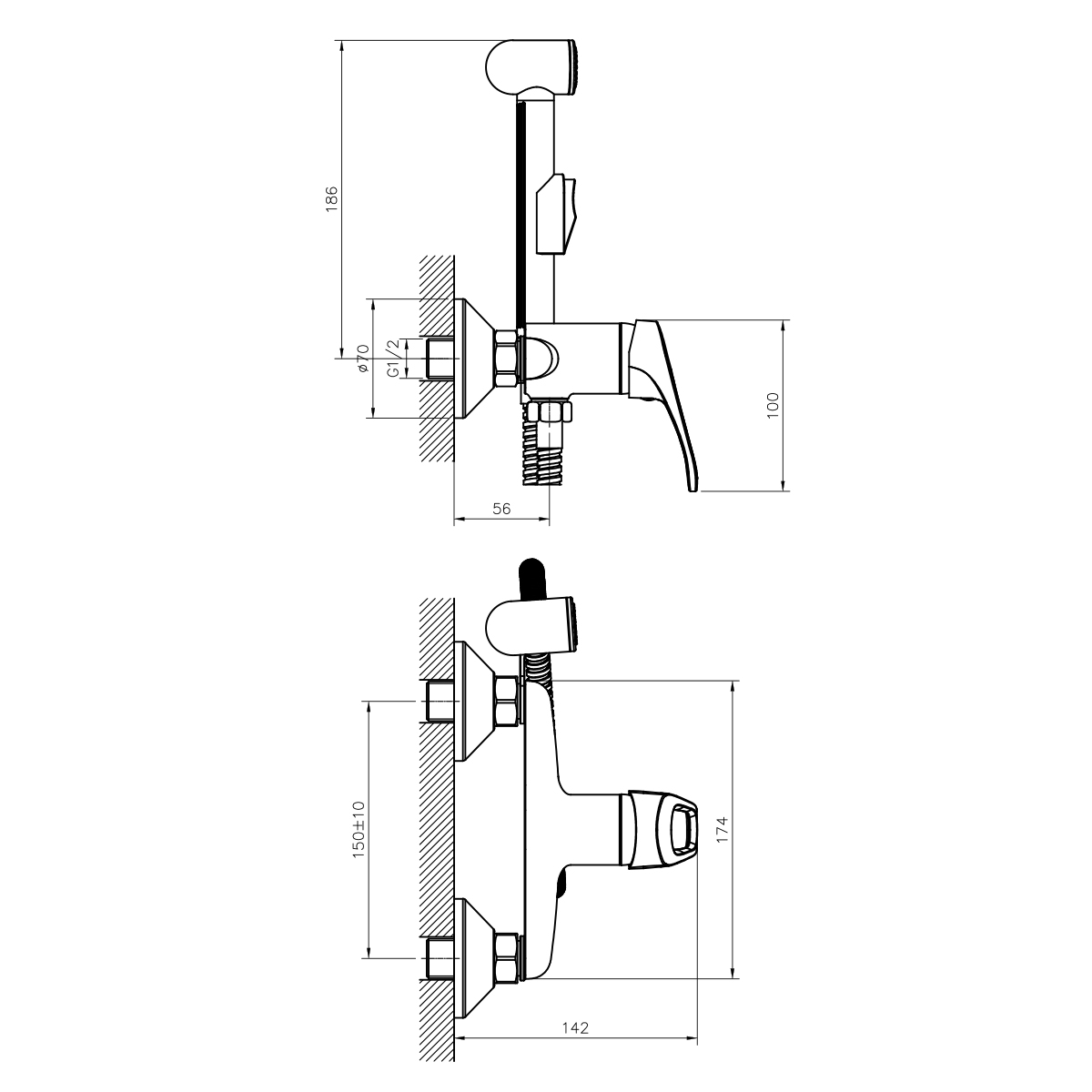 Смеситель Rossinka B с гигиеническим душем (B35-52) - фото 2