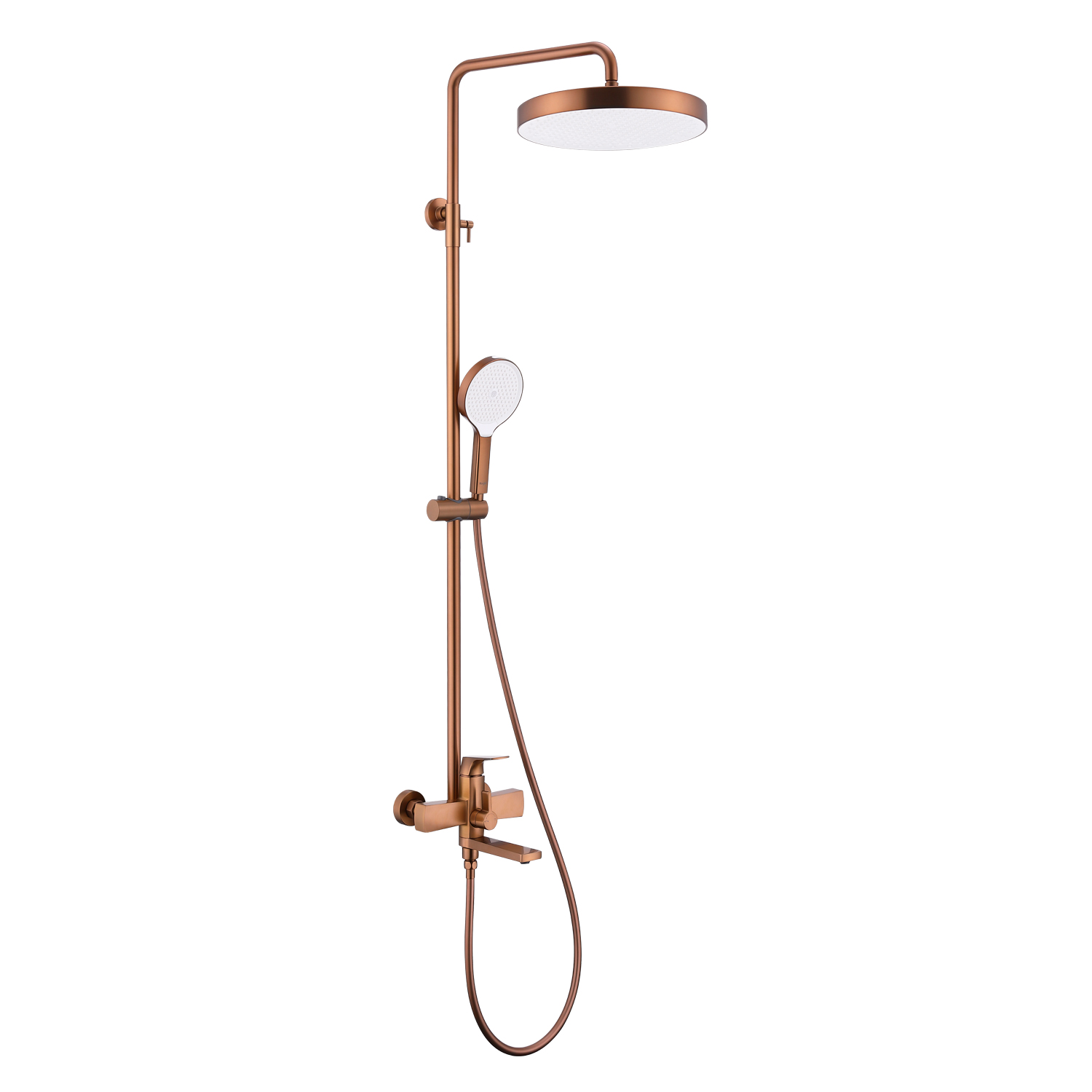 Душевая система Raglo для ванны и душа излив поворотный 20 см, матовая медь (R07.24.33)