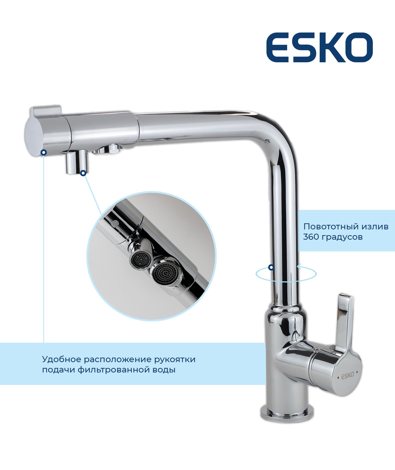 Смеситель для кухонной мойки ESKO K23 (K23) Смеситель для кухонной мойки ESKO K23 (K23) - фото 4