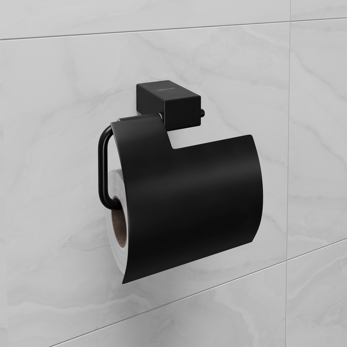 Держатель для туалетной бумаги Lemark SMOOTH LINE с крышкой, чёрный матовый (9722011) - фото 3