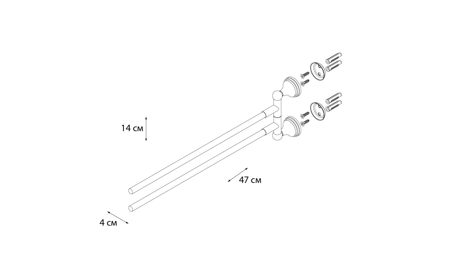 Полотенцедержатель  поворотный двойной Grampus Laguna GR-7802A - фото 3