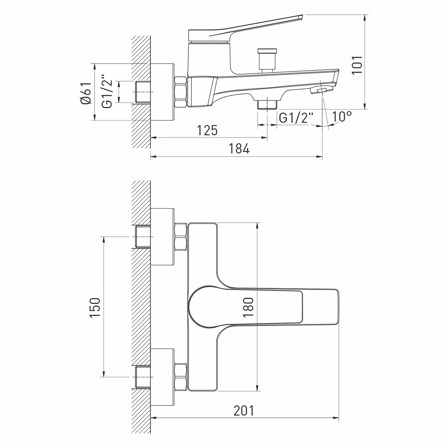 Смеситель для ванны 35k MIXLINE ML24-01 "Unito" (550752) - фото 5