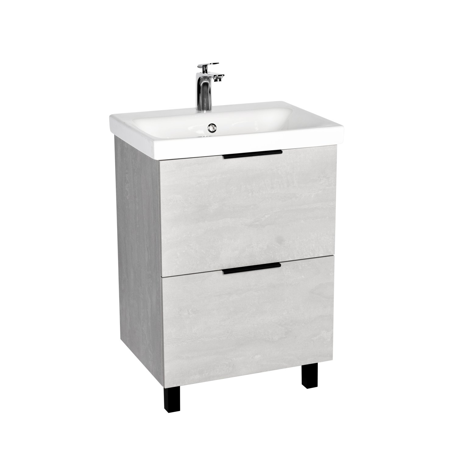 Тумба VIANT "Берлин" 2 ящика цемент 444х570х820 под раковину .S-UM-MOD60/1 (MODUO 60) (VBER60MDC-T2Y) - фото 1