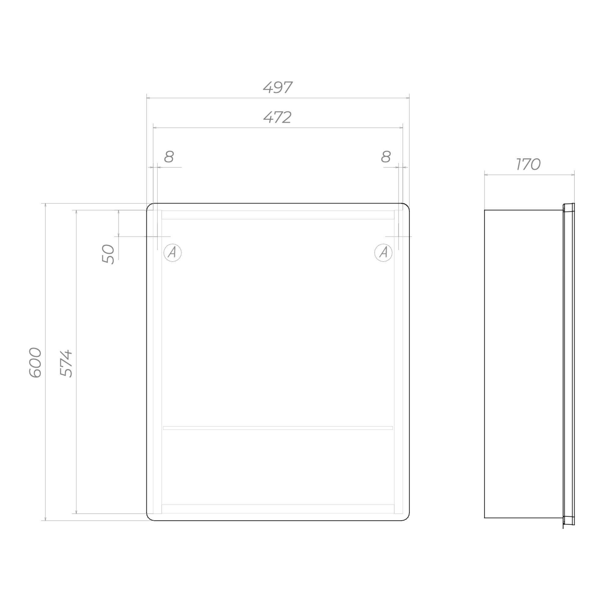 Зеркальный шкаф VIGO Geometry Step 500 с зеркалом (455) - фото 17