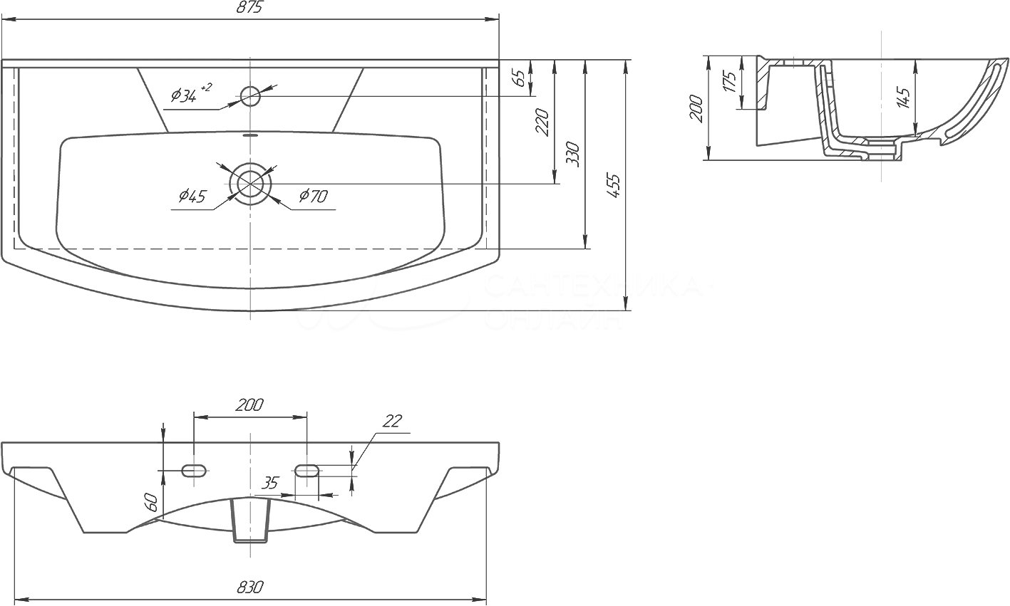 Умывальник мебельный Runo Rosa Элеганс 85 (УТ000001522) - фото 2