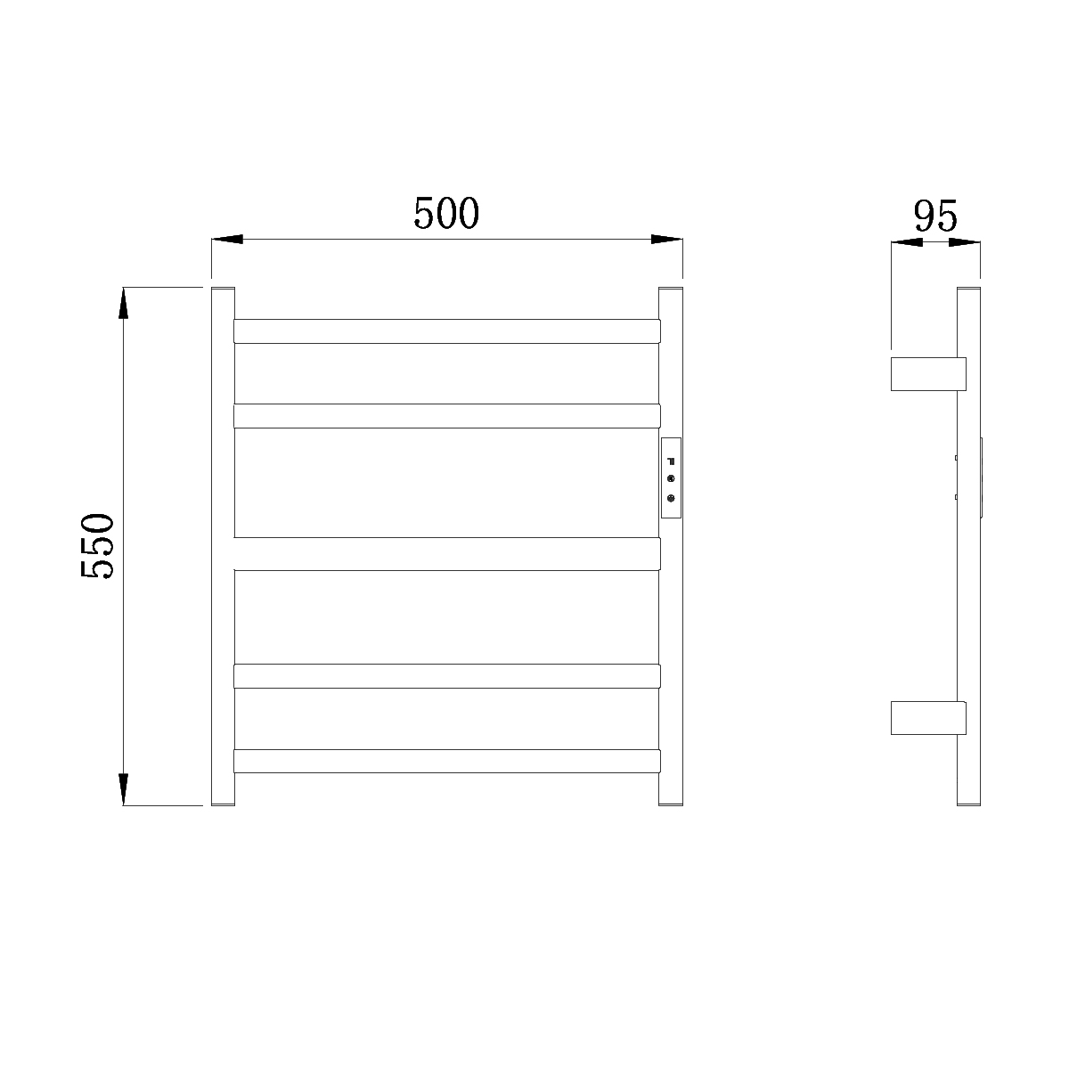 Полотенцесушитель электрический Raglo настенный сенсорный с терморегулятором, графит (R350.01.09) - фото 2