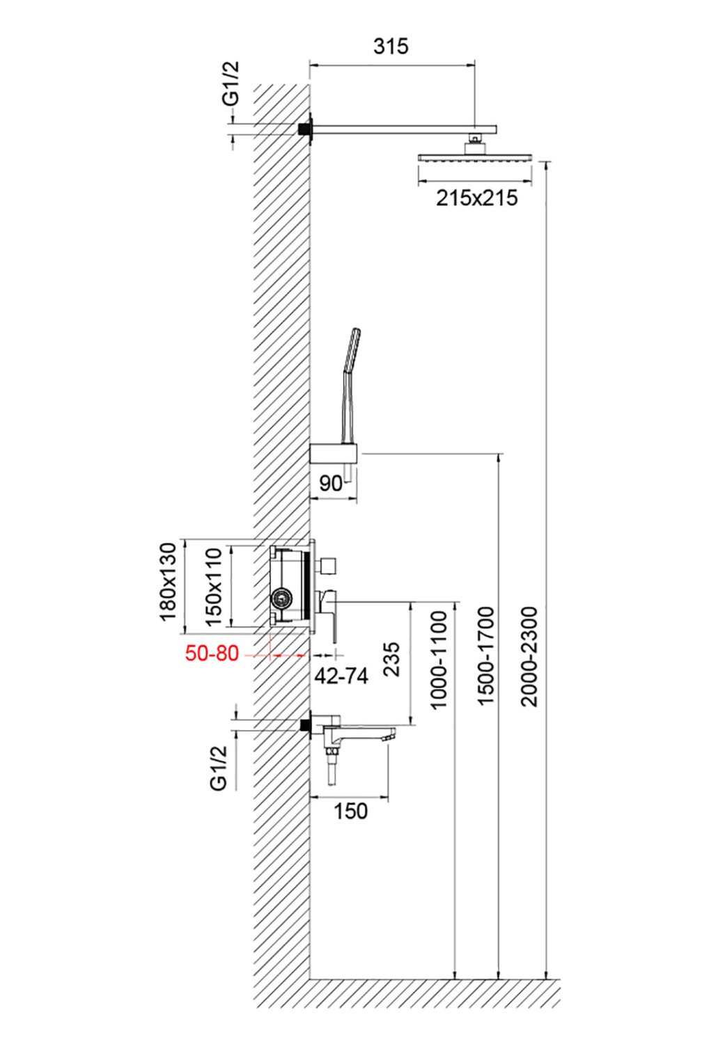 Душевая система встроенная Timo Selene (SX-3069/03SM) черный - фото 3