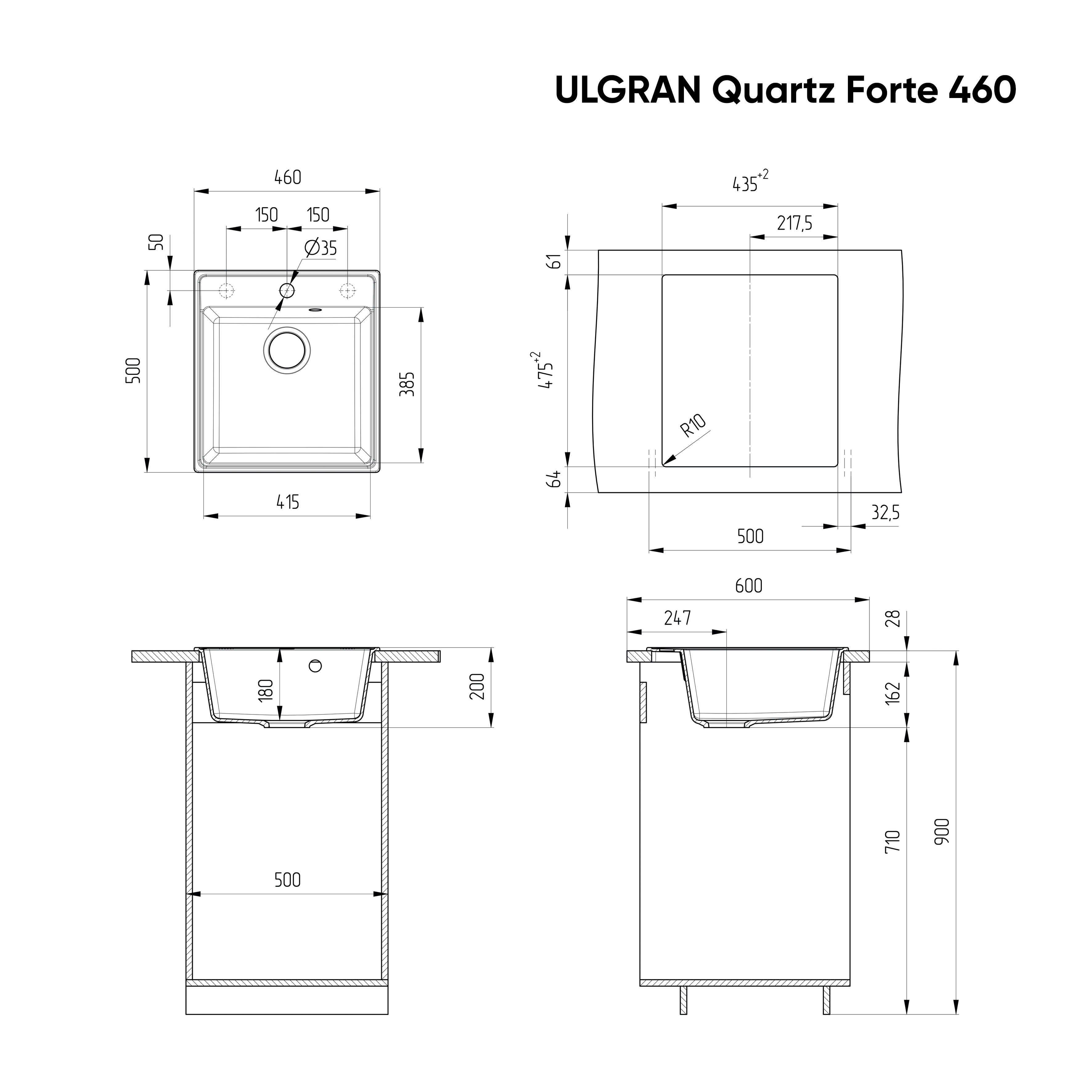 Мойка ULGRAN Quartz десерт (Forte 460-03) - фото 3