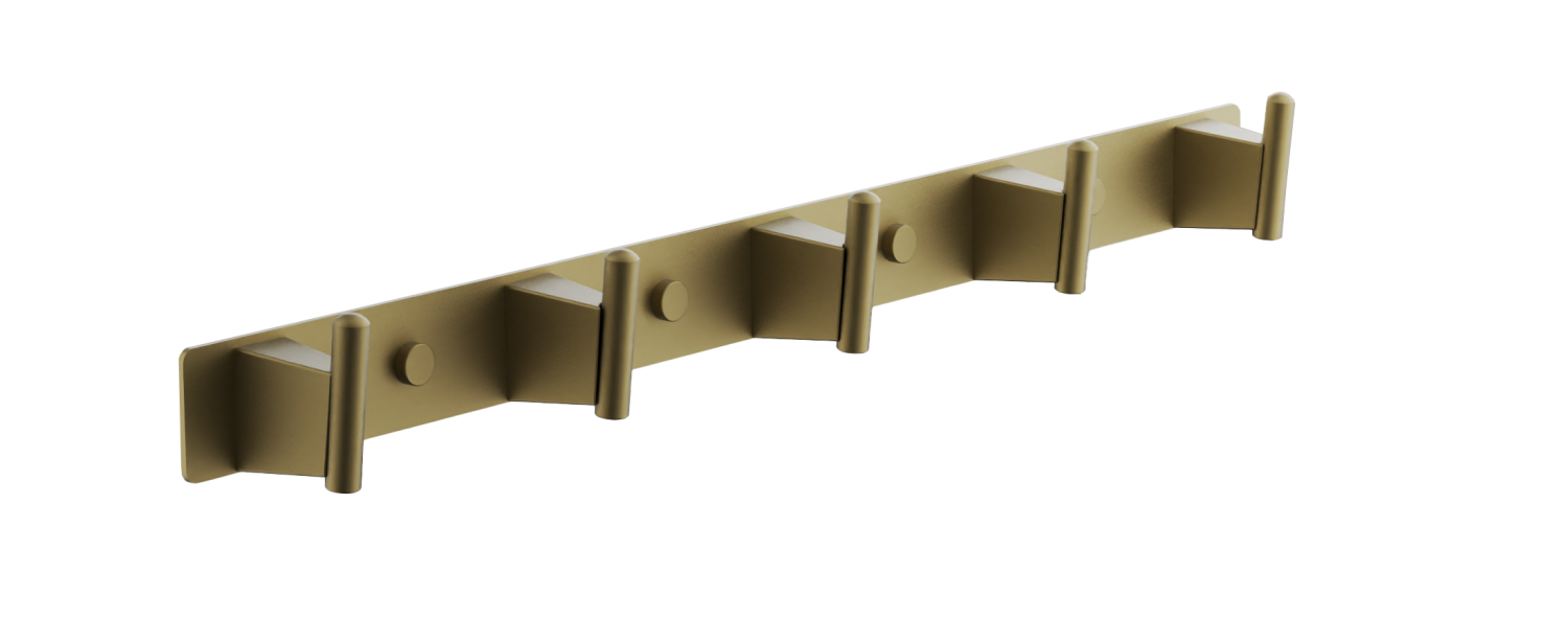 Планка с 5-ю крючками BELZ брашированное золото (B91315-5) - фото 1