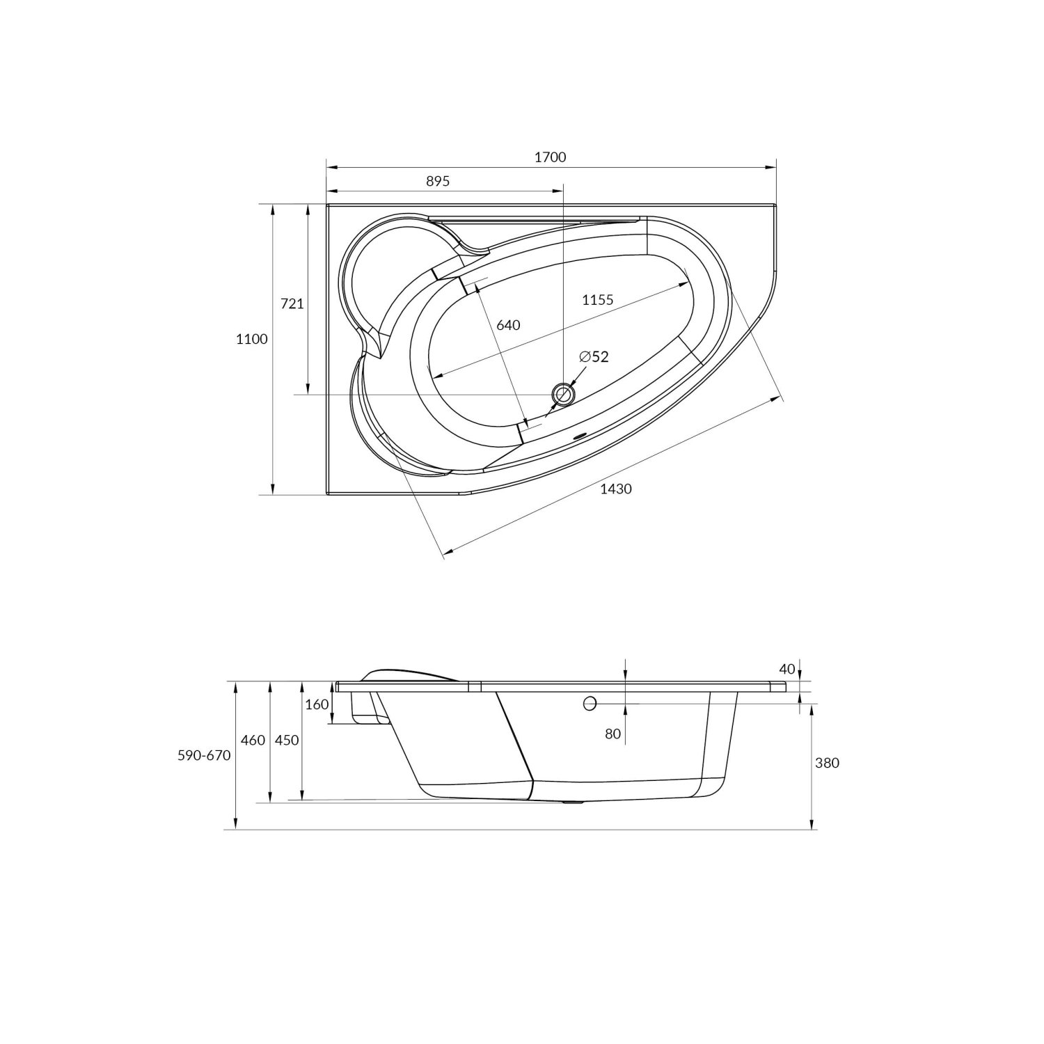 Ванна Cersanit  асимметричная KALIOPE 170x110 левая (63443) - фото 3
