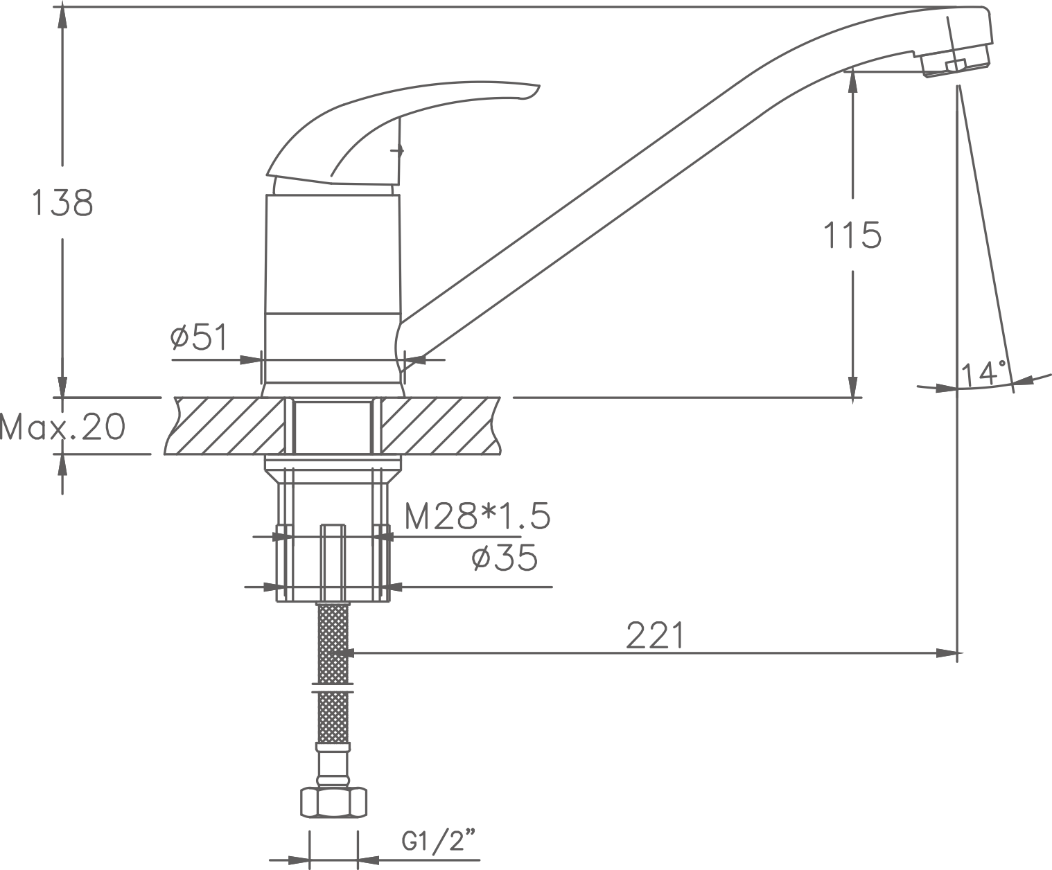 Смеситель для кухни Cron хром (CN4929) - фото 2