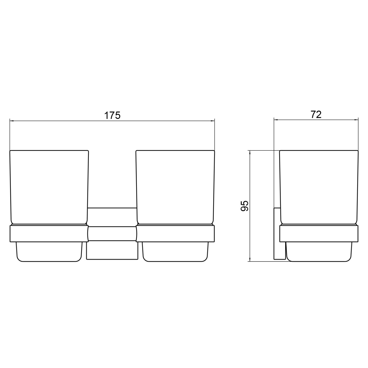 Стакан для зубных щеток двойной Timo Selene черный (12034/03) - фото 2