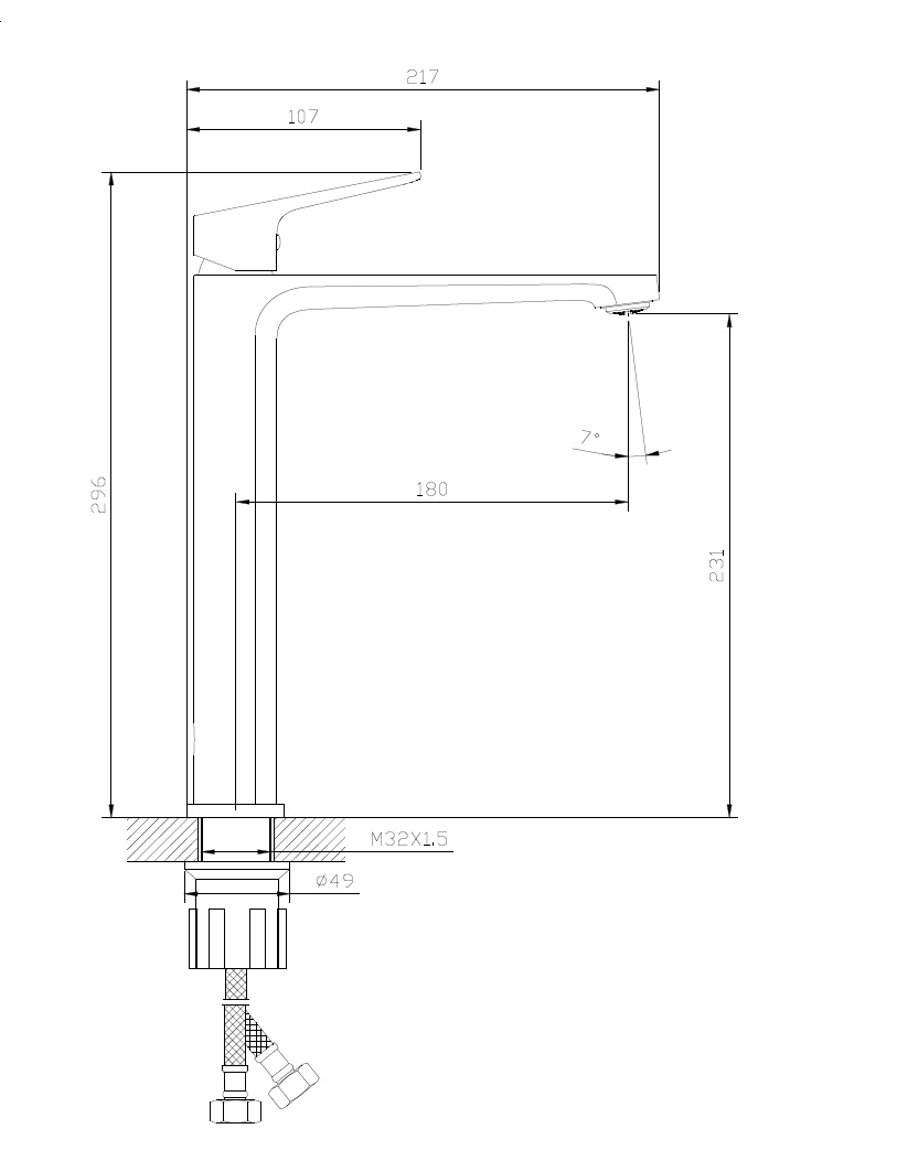 Смеситель для раковины высокий DQ Frankfurt хром (DA1732001) - фото 7