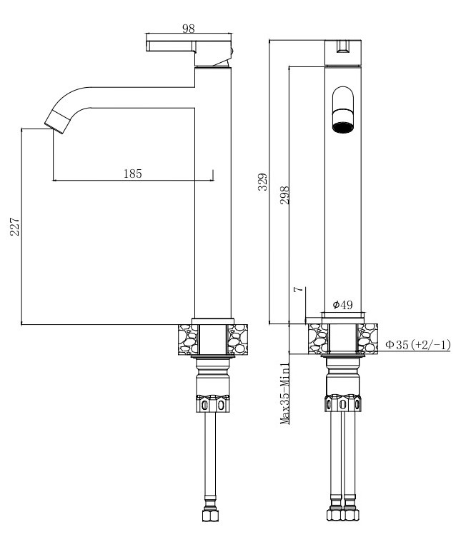 Смеситель VODA "Vessel Black" для раковины высокий, черный (VSL25B) - фото 2