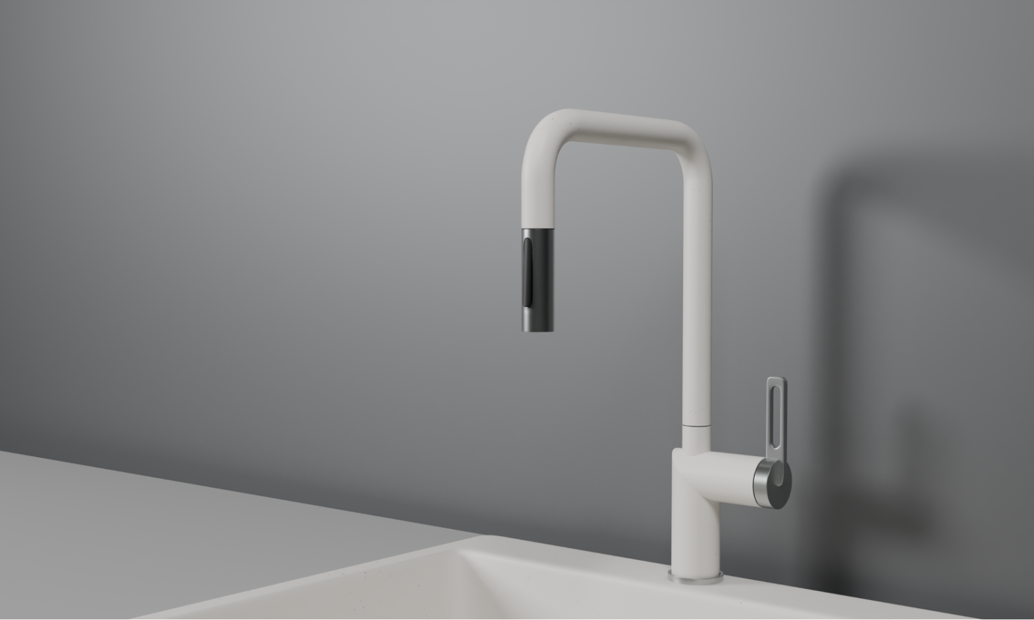 Смеситель для кухни GRANULA с выдвижным изливом (8173, АРКТИК (БЕЛЫЙ)) - фото 1