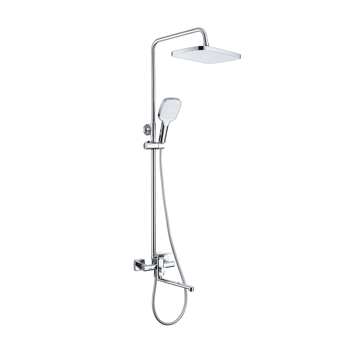 Душевая система Prohanss для ванны и душа с тропическим душем поворотный излив 25 см, хром (P62.24)