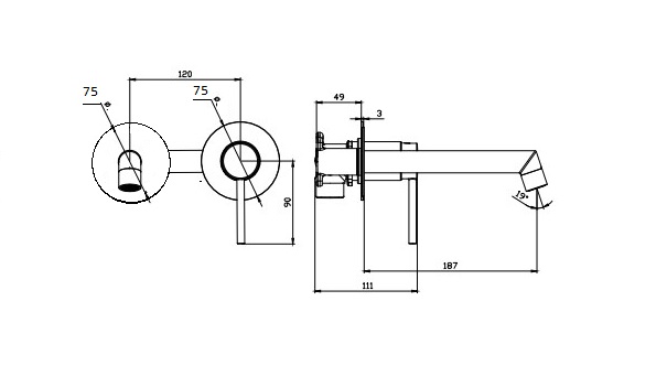 Смеситель для раковины DQ Stuttgart встраиваемый настенный хром (DA1774401) - фото 5