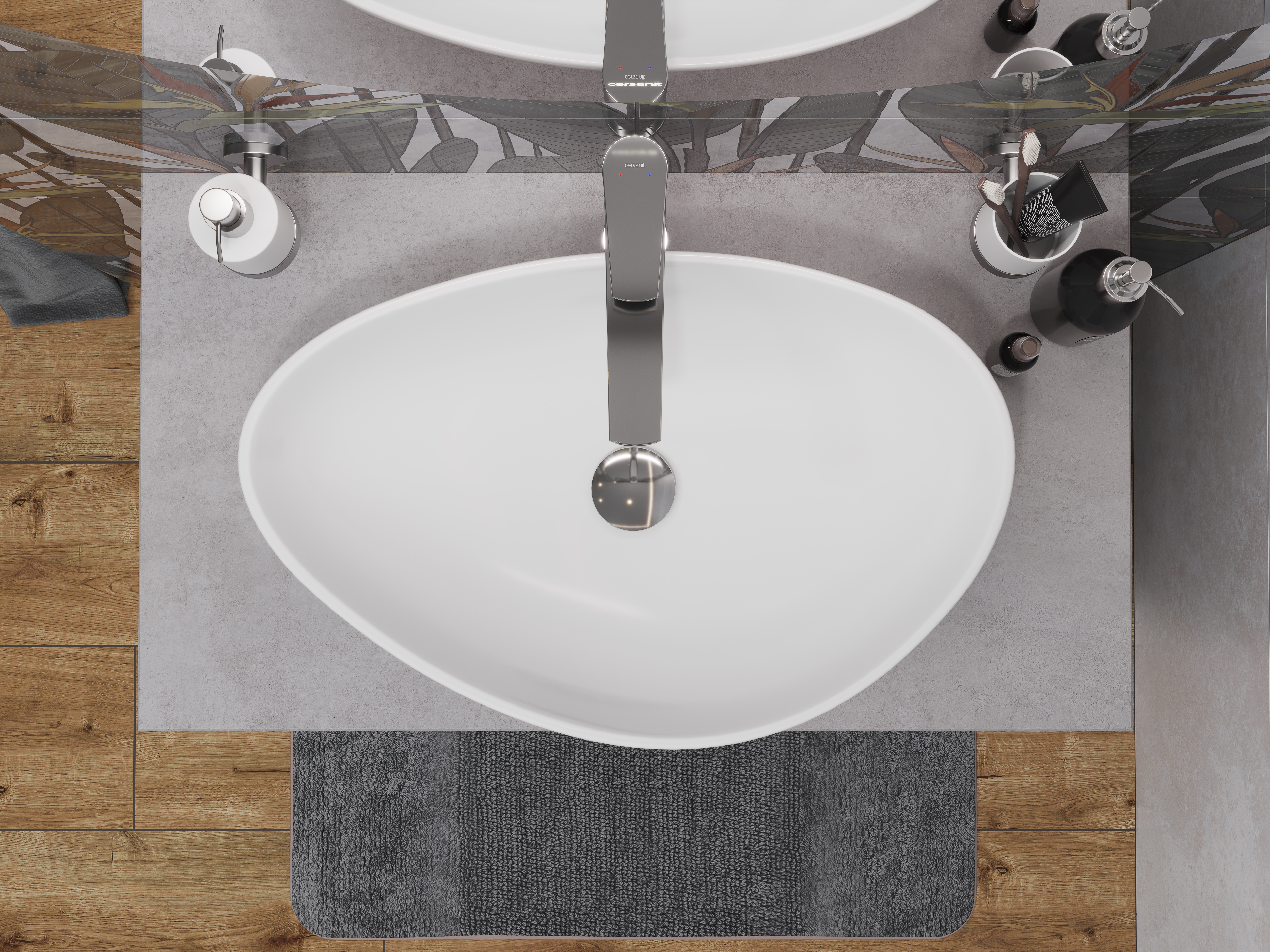 Столешница Cersanit STONE из керамогранита Balance 80x45x2 серый матовый (64186) - фото 3