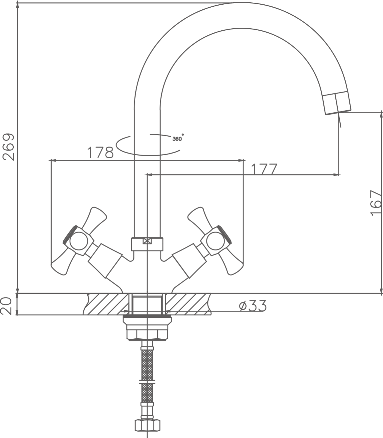 Смеситель для кухни Cron хром (CN4242-2) - фото 2