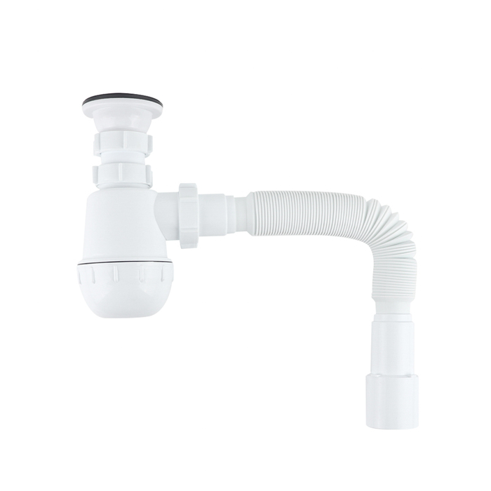 Сифон бутылочный IDDIS Optima Home 1.1/2x40мм, с выпуском и гофротрубой 40/50мм (900AVG0010VD) - фото 1