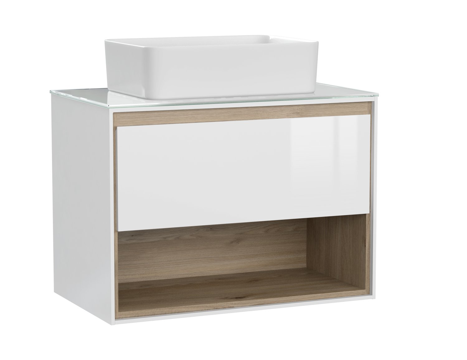 Тумба под раковину подвесная Cersanit LOUNA 80 со столешницей белый (SP-SZ-LOU80-BL/Wh) - фото 1