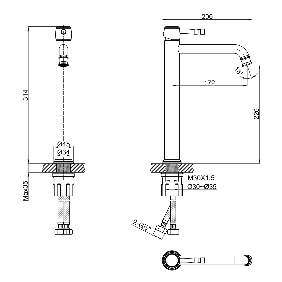 Смеситель Lemark Пушкин (Pushkin) для раковины высокий (LMF-8615B-C) - фото 2