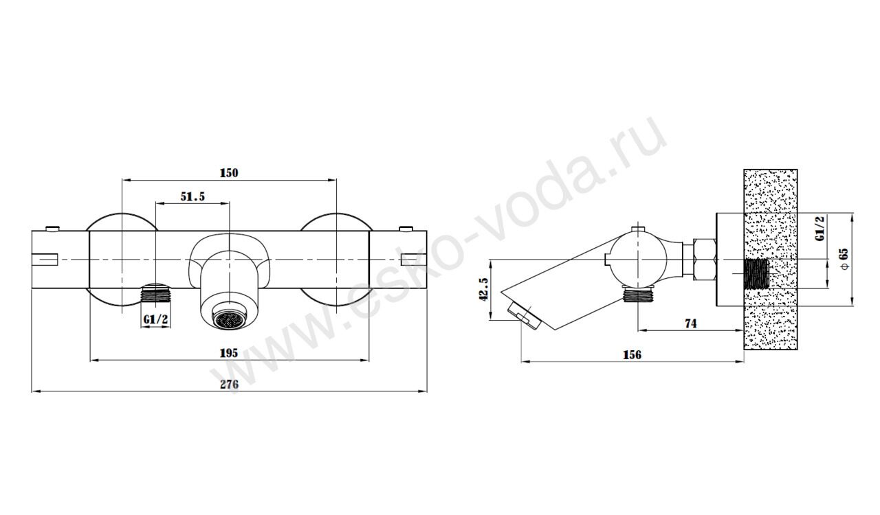 Смесител для душа ESKO с термостатом Mikros (T3054 Black) - фото 2