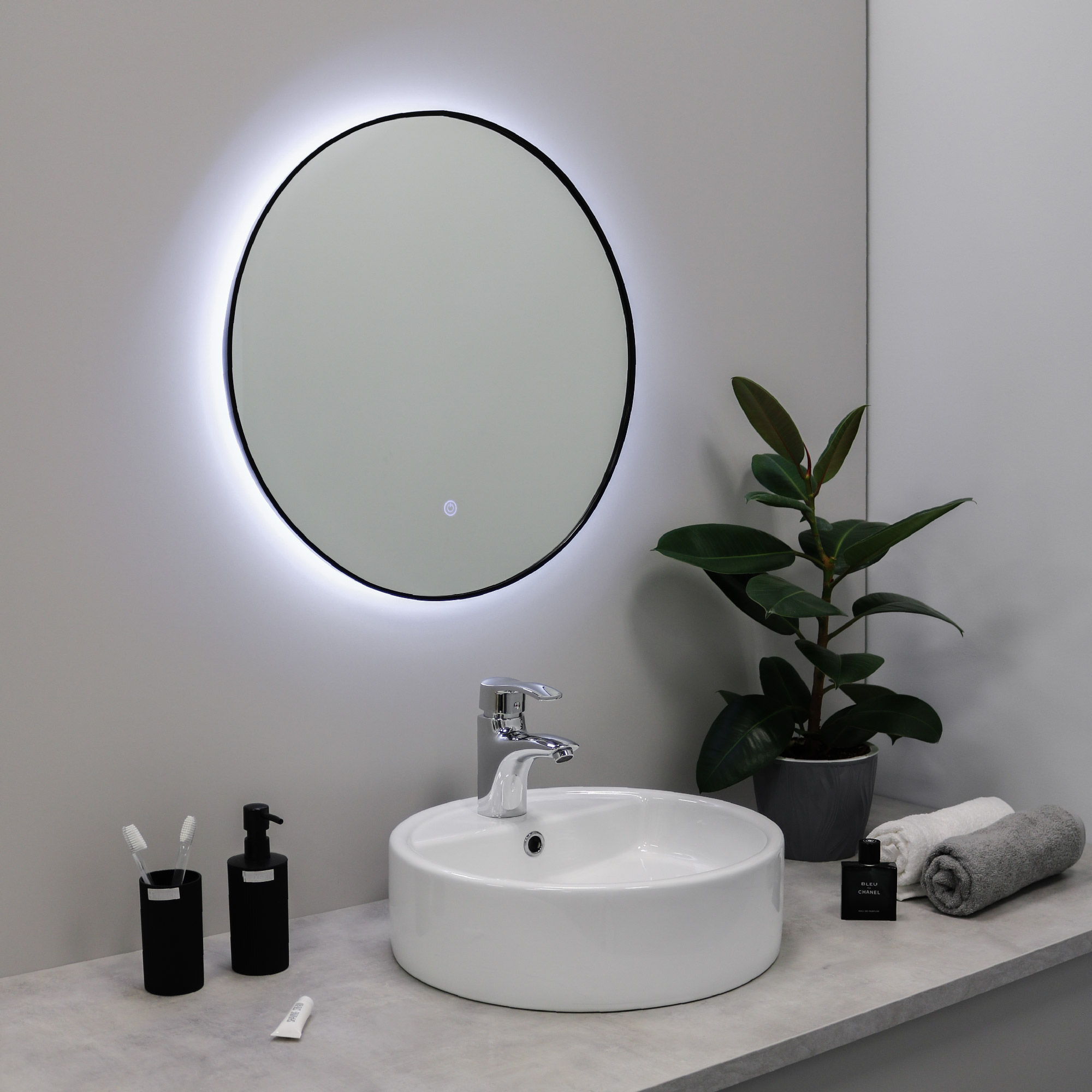 Зеркало FIXSEN с подсветкой LED круглое 60х60 см черное (FX-1060B) - фото 1