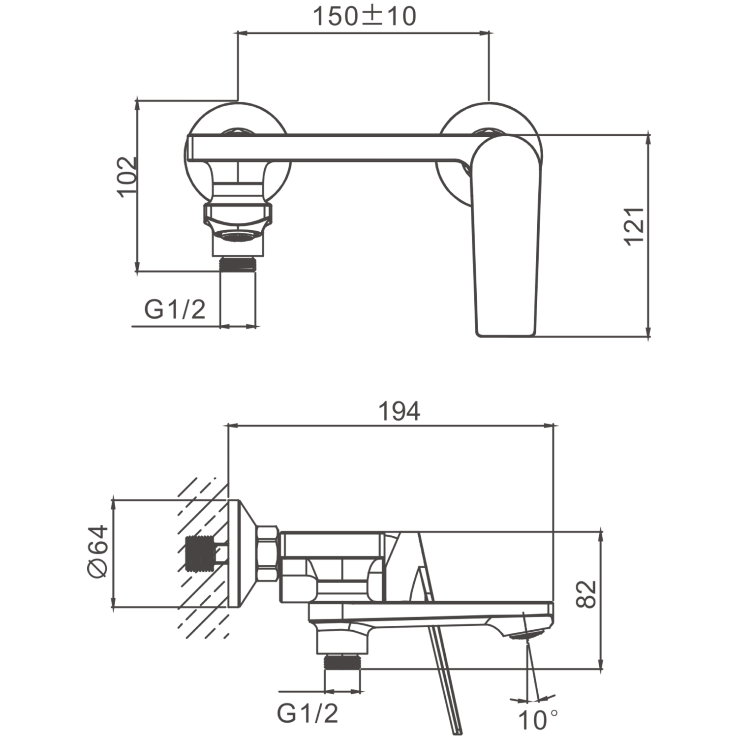Смеситель для ванны BELZ B533 с аксессуарами, короткий излив (B60533) - фото 2