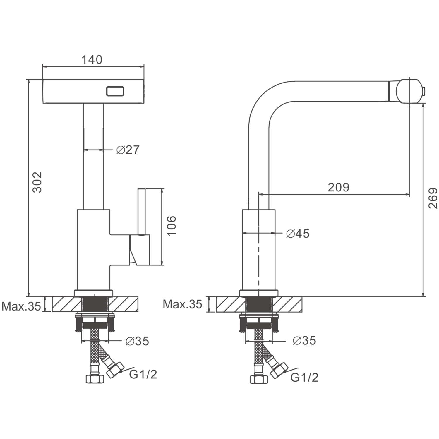 Смеситель для кухни BELZ выдвижной оружейная сталь (B74811-3) - фото 2