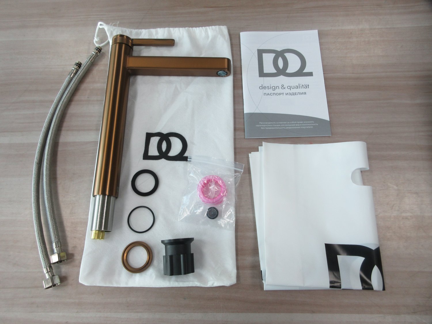 Смеситель для раковины высокий DQ Bonn браш.роз.золото (DA1702033) - фото 4