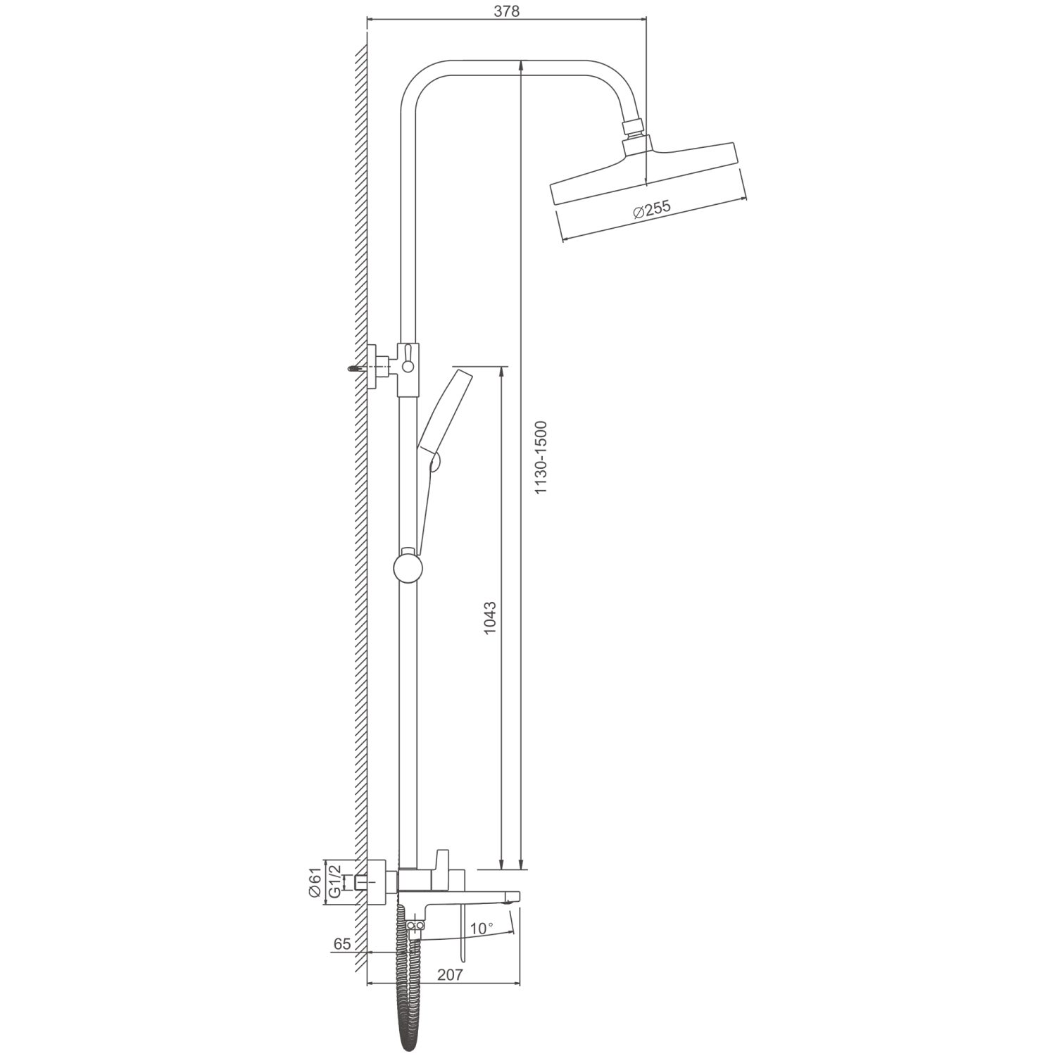 Душевая система BELZ черный (B24713-7) - фото 2