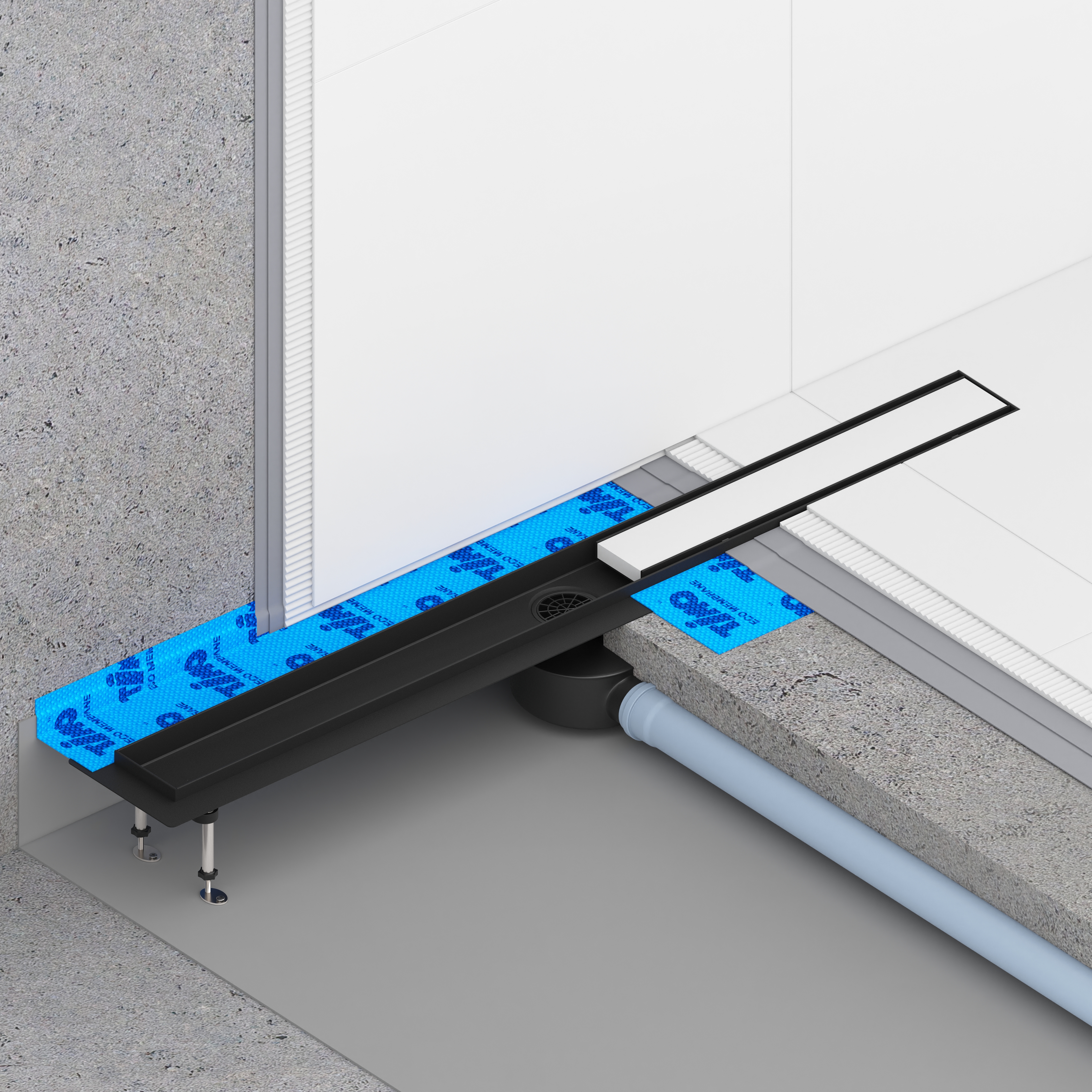 Душевой лоток TIMO Drain System 700 с двусторонней панелью "plate" под плитку, Чёрный (DS230207/03) Душевой лоток TIMO Drain System 700 с двусторонней панелью "plate" под плитку, Чёрный (DS230207/03) - фото 4