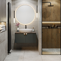 Тумба RUNO Андорра 85 графит/дуб коньячный подвесная под накладной умывальник (00-00002016) - фото 3