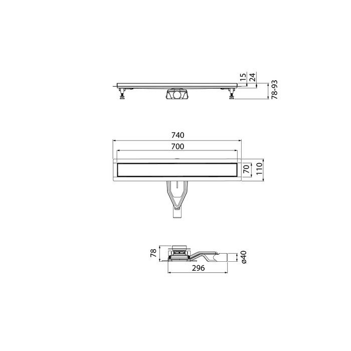 Лоток душевой IDDIS Perfex, сифон 360, комбинированный затвор, двухсторонняя решетка, 700мм, хром (975B7SB00DZ) - фото 7