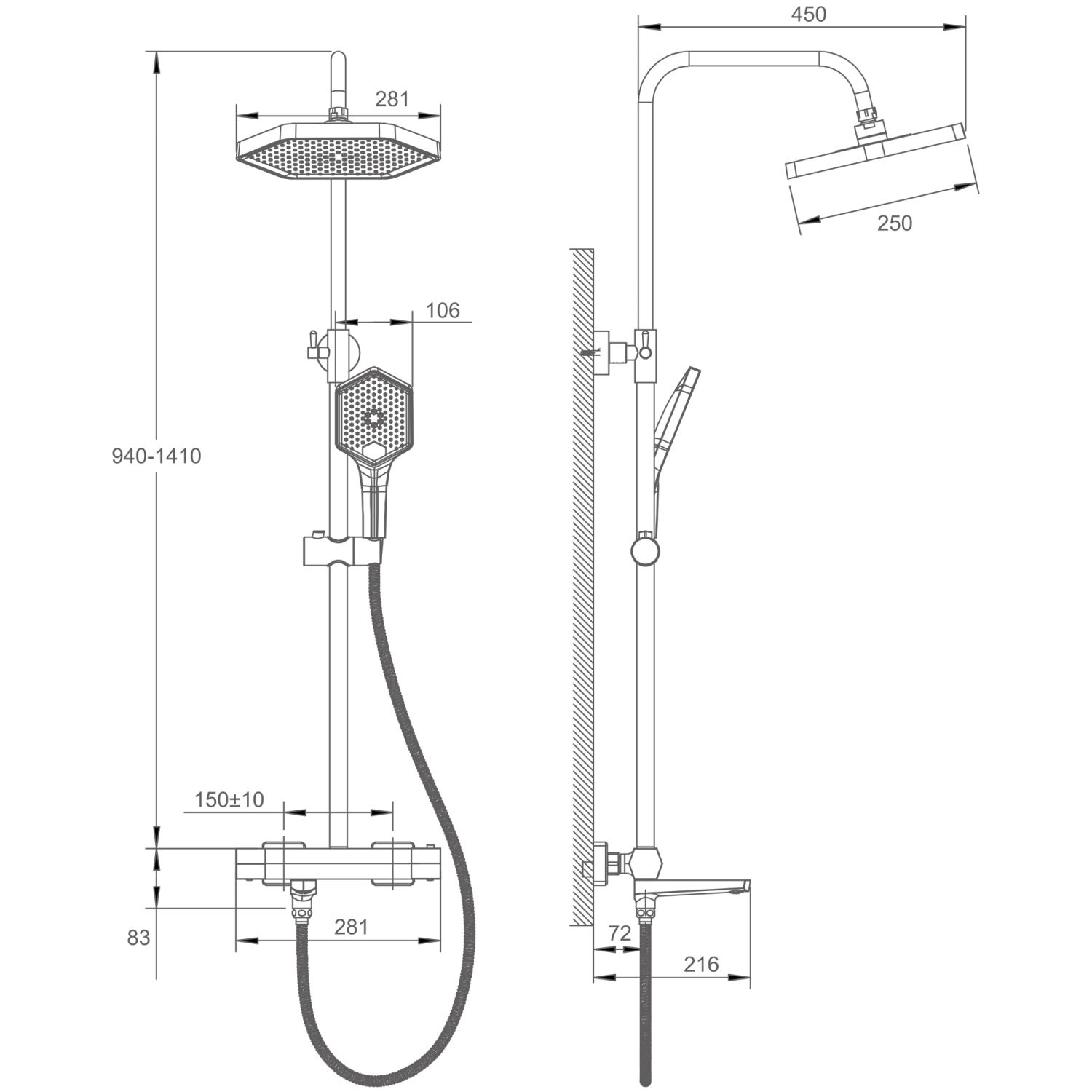 Душевая система HAIBA черный (HB24726-7) - фото 3