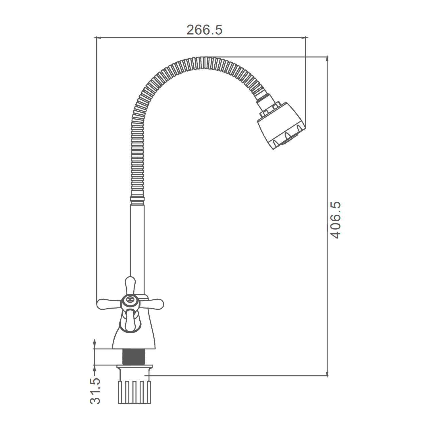 Смеситель Prohanss для кухни вентильный гибкий излив, хром (P10.43) - фото 2