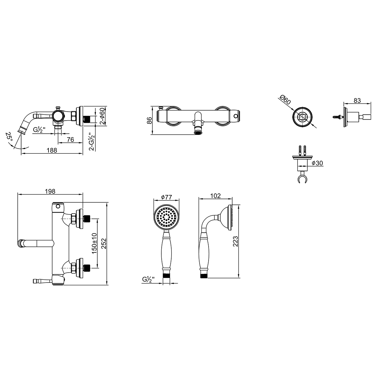 Смеситель Lemark Пушкин (Pushkin) для ванны (LMF-8622B-C) - фото 2