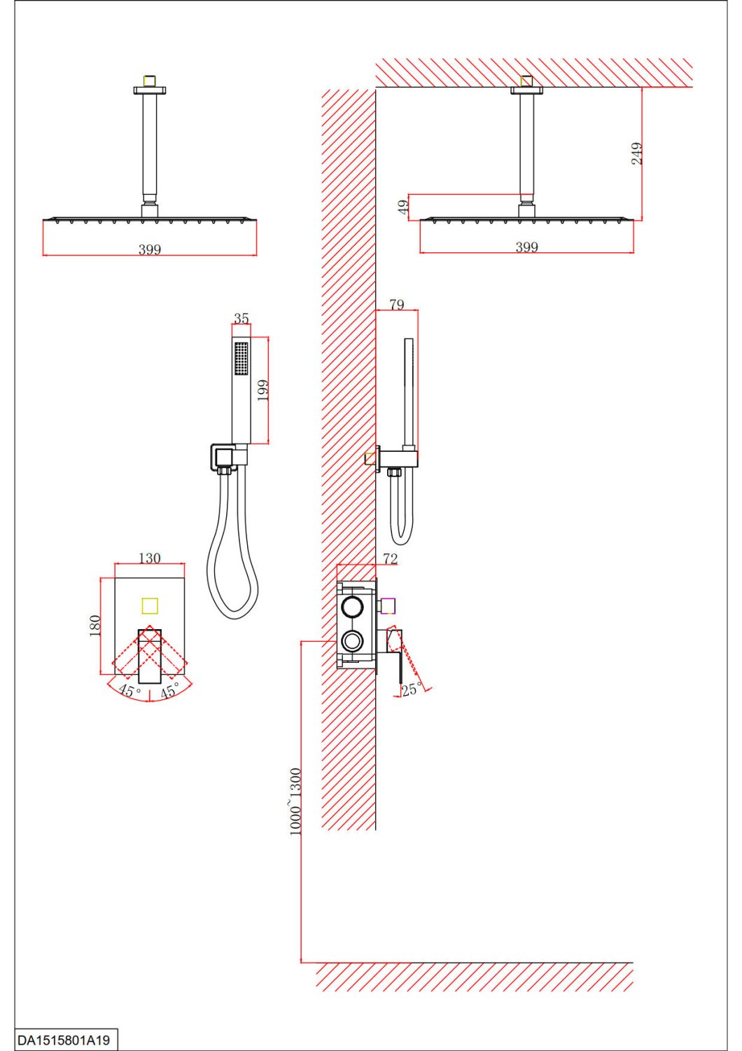 Душевая система D&K встраиваемая Bayern.Liszt (DA1515801A19) - фото 3
