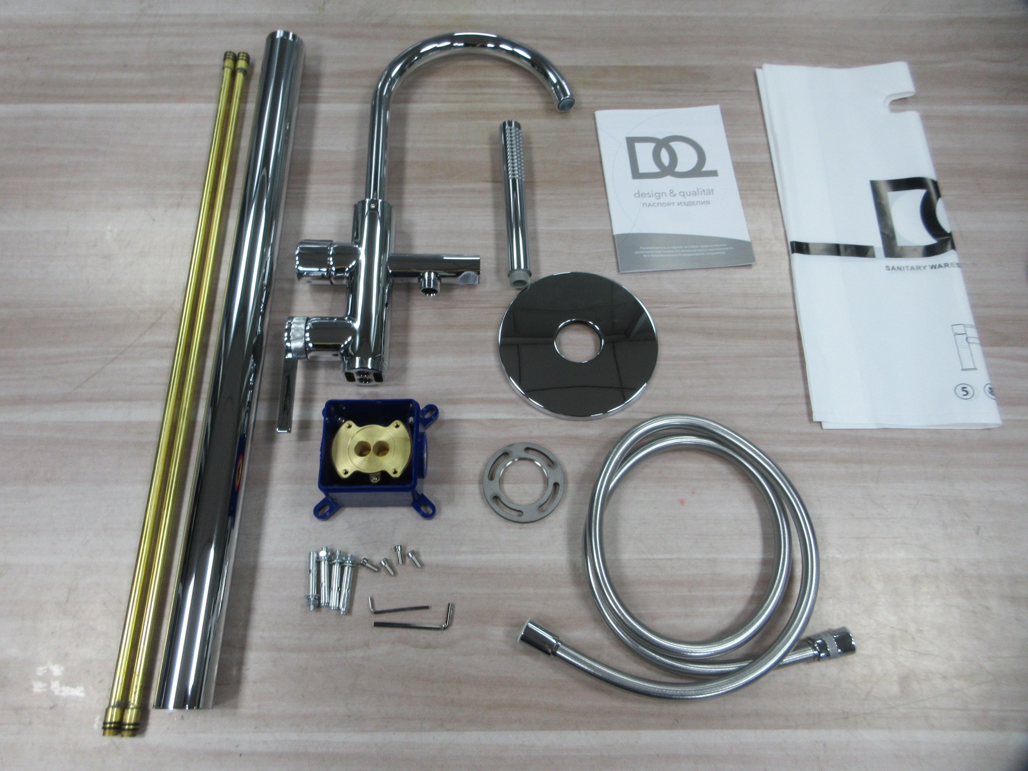 Напольный смеситель для ванны с душем DQ Bonn хром (DA1706001) - фото 6