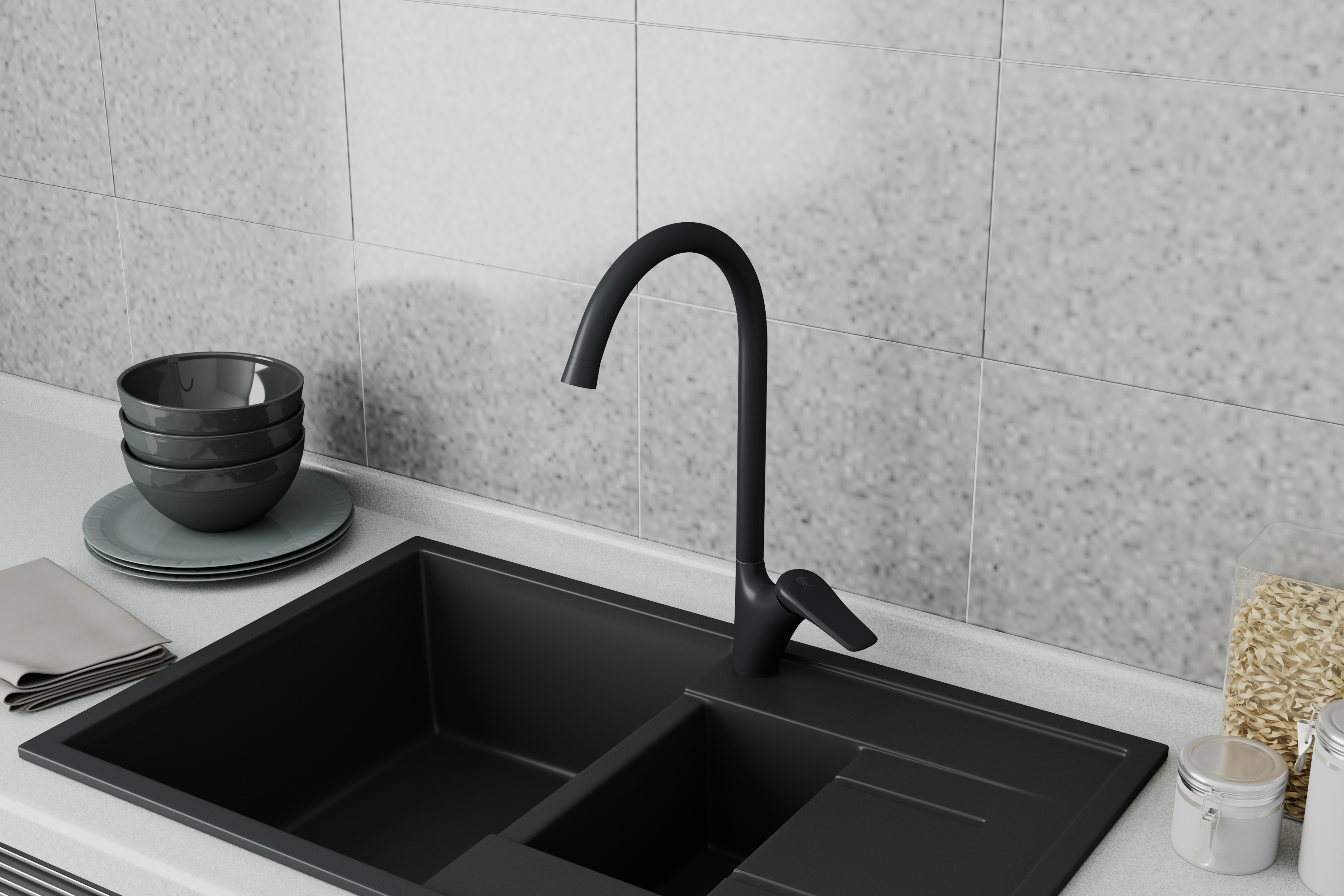 Смеситель для кухни RUSH Nevis, черный (NE1735-22Black) Смеситель для кухни RUSH Nevis, черный (NE1735-22Black) - фото 2