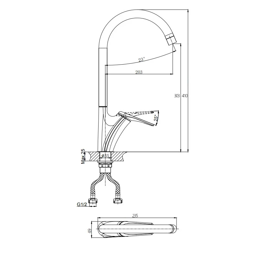 Смеситель для кухни RUSH Невис (Nevis) (NE1735-22) - фото 2