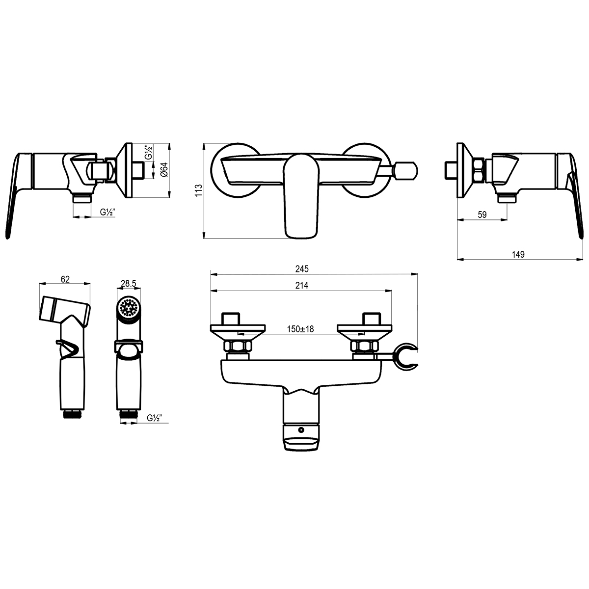 Смеситель Lemark Verba с гигиеническим душем (LM11418C) - фото 2