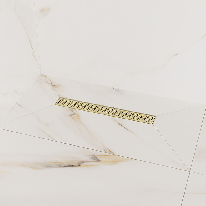 Лоток душевой IDDIS Perfex сифон 360, комбинированный затвор, перфорированная решетка, 500мм, золото (975B5MG20DZ) - фото 2