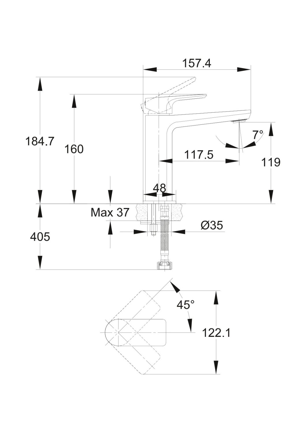 Смеситель для раковины Cersanit NATURE однорычажный (63063) - фото 3